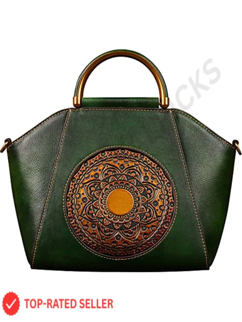 Vintage Genuine Leather Embossed Tote Satchel Handbag, Crossbody Bag, Top